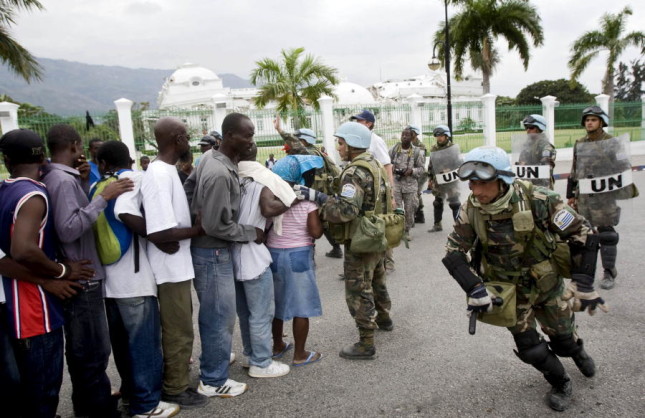 UN Peacekeepers Provide Security During Port-au-Prince Food Distribution